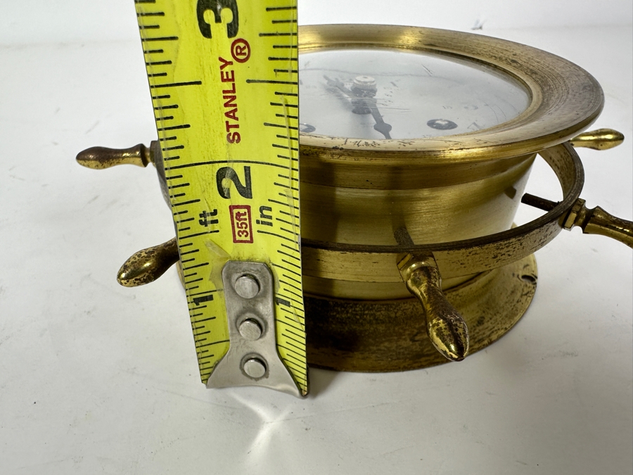 Vintage Working Schatz & Sohne Ship's Bell Brass Clock Germany 6.5W X 2H [Photo 9]