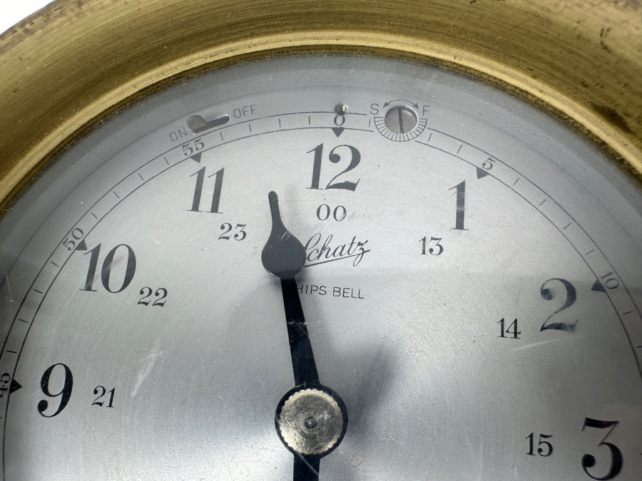 Vintage Working Schatz & Sohne Ship's Bell Brass Clock Germany 6.5W X 2H [Photo 3]
