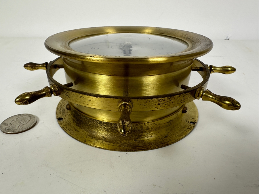 Vintage Working Schatz & Sohne Ship's Bell Brass Clock Germany 6.5W X 2H [Photo 5]