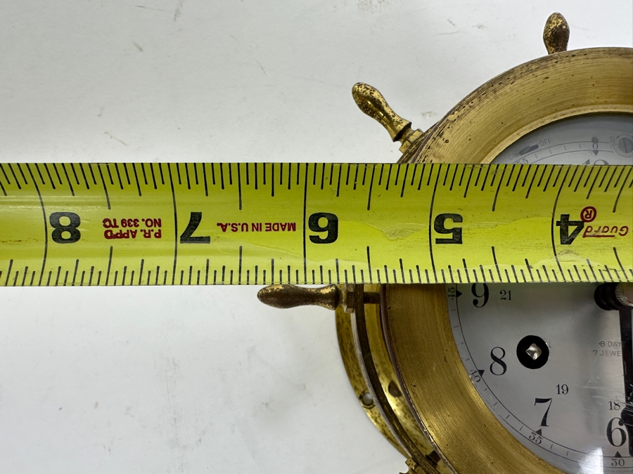 Vintage Working Schatz & Sohne Ship's Bell Brass Clock Germany 6.5W X 2H [Photo 8]