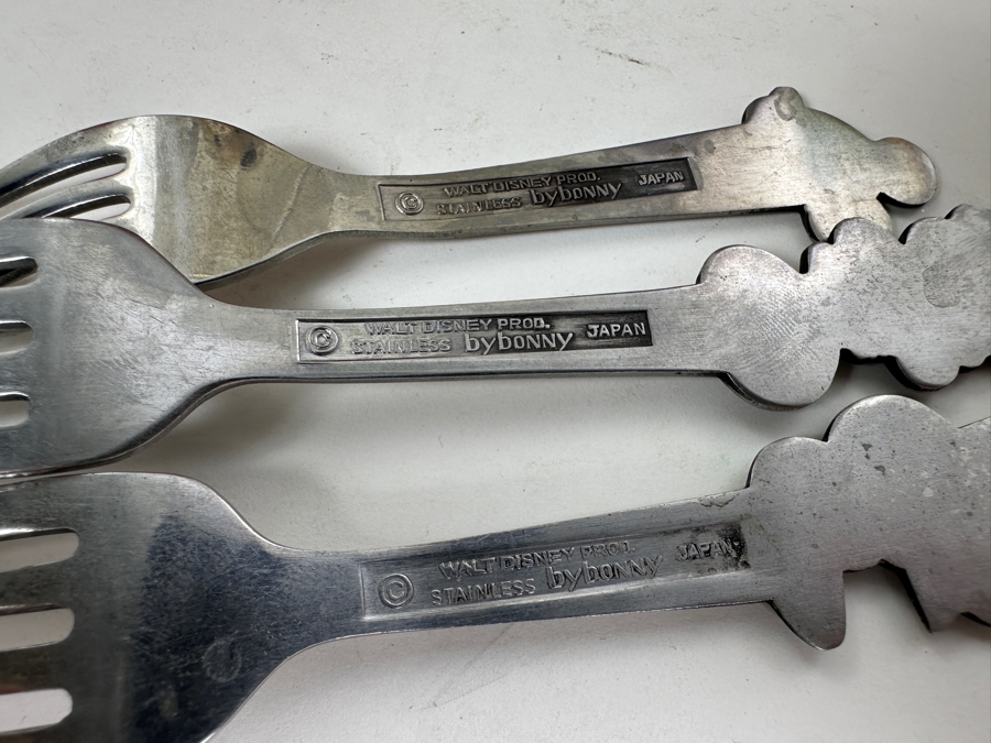 Pair Of New Glass Mickey Mouse & Pluto Ornaments And Vintage Child's Walt Disney Productions Mickey, Minnie & Donald Duck Forks By Bonny [Photo 7]