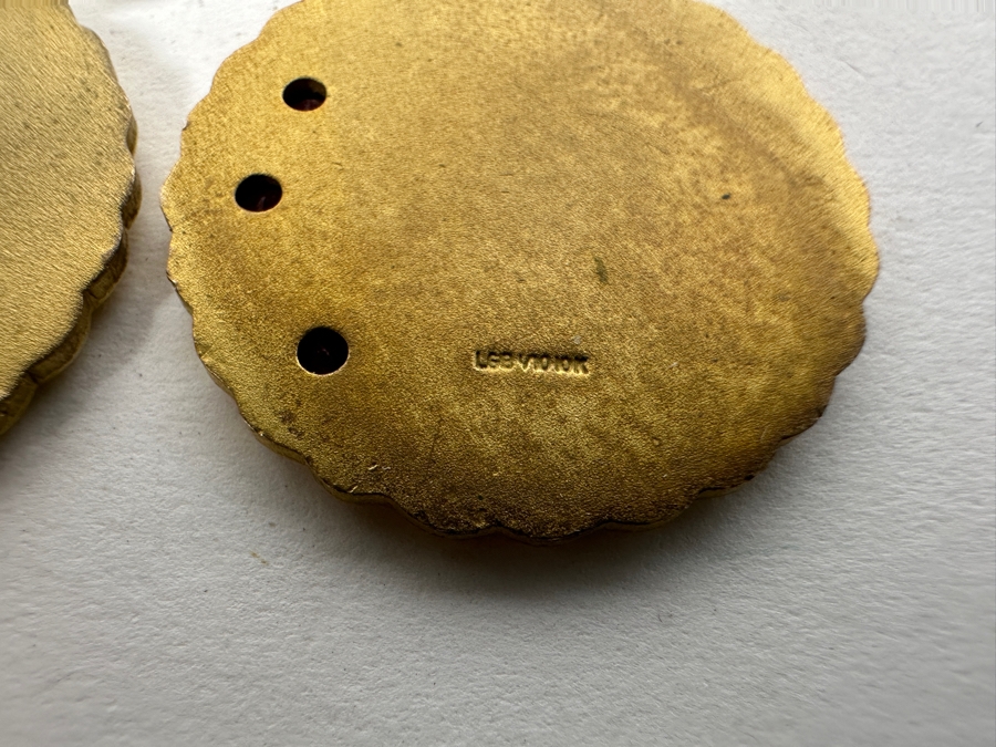 Pair Of Vintage 1/10 10K Pendants With Rubies & Emeralds 10.9g [Photo 6]