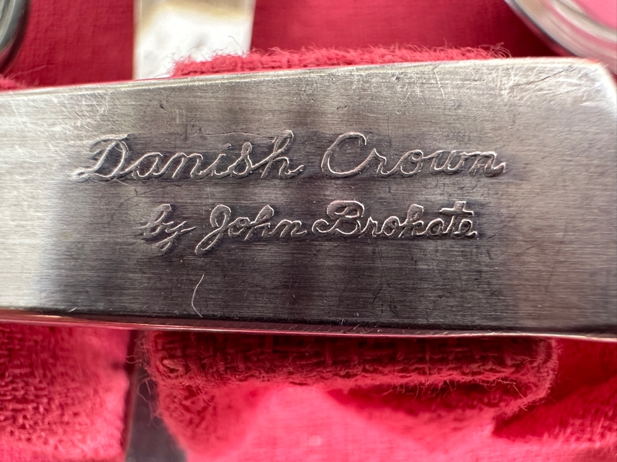 Vintage Mid-Century Wooden Silverware Chest With Set Of Danish Crown Stainless Steel Flatware By Estate Designed By John Brokate (Missing Spoons) 16.5W X 11D X 6H [Photo 10]