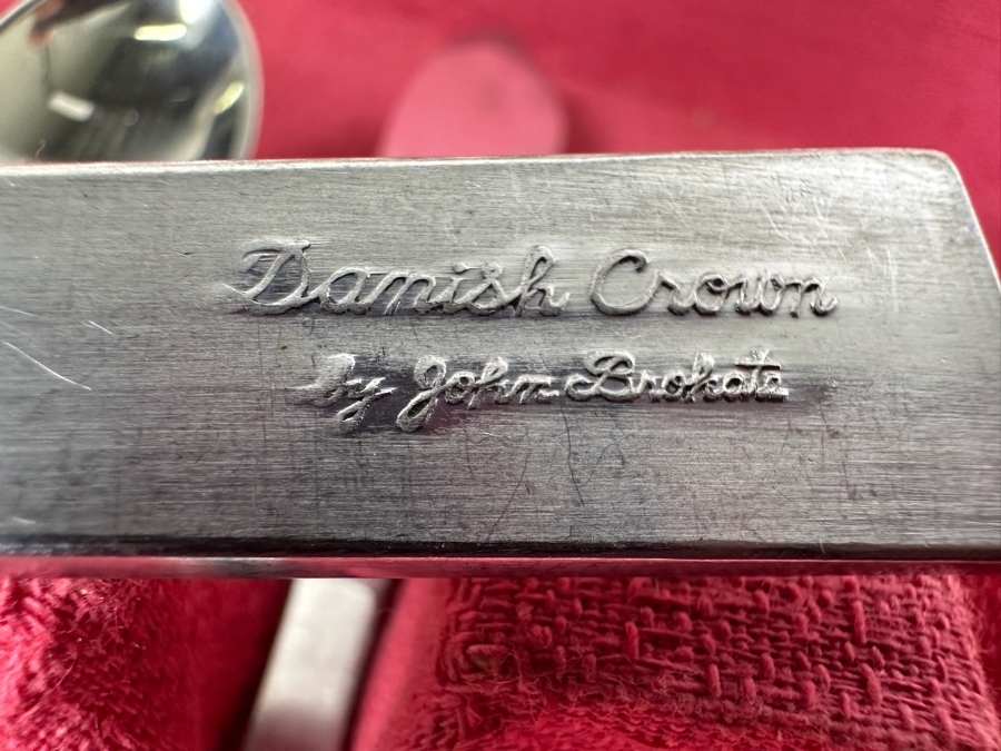 Vintage Mid-Century Wooden Silverware Chest With Set Of Danish Crown Stainless Steel Flatware By Estate Designed By John Brokate (Missing Spoons) 16.5W X 11D X 6H [Photo 14]