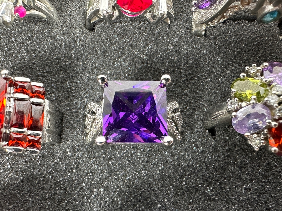 Nine Sterling Silver Rings Of Various Styles And Sizes 73.6g [Photo 7]