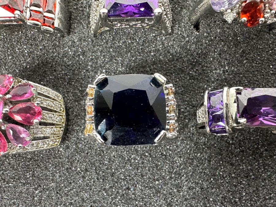 Nine Sterling Silver Rings Of Various Styles And Sizes 73.6g [Photo 4]