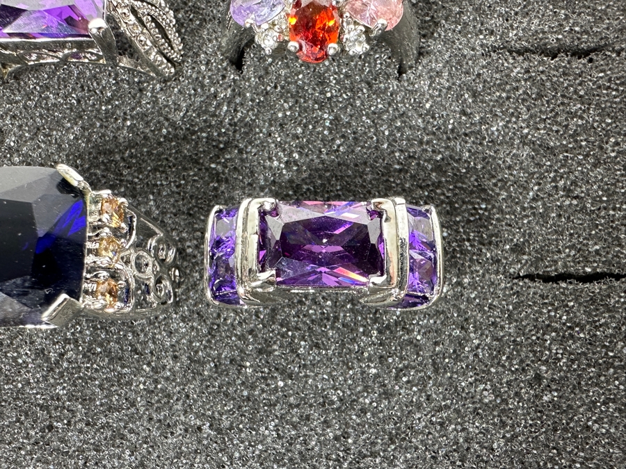 Nine Sterling Silver Rings Of Various Styles And Sizes 73.6g [Photo 5]