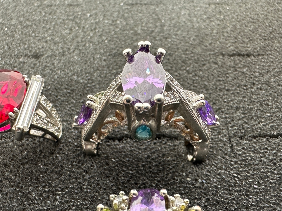 Nine Sterling Silver Rings Of Various Styles And Sizes 73.6g [Photo 10]