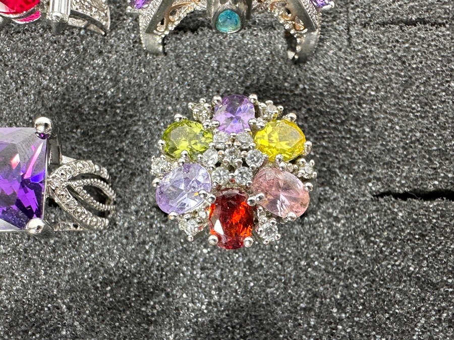 Nine Sterling Silver Rings Of Various Styles And Sizes 73.6g [Photo 6]