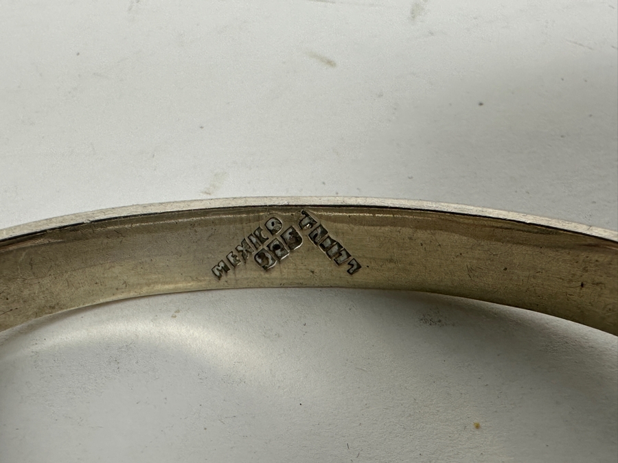 Vintage Sterling Silver Black Onyx Modernist Bracelet Mexico 46.9g [Photo 4]