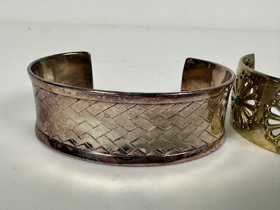 Pair Of Sterling Silver Cuff Bracelets 61.8g [Photo 2]