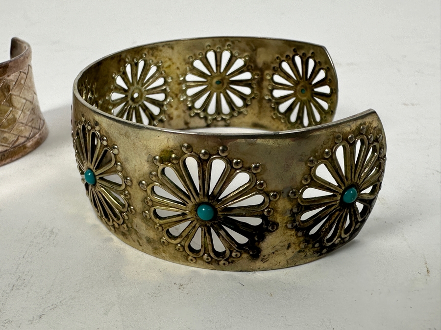 Pair Of Sterling Silver Cuff Bracelets 61.8g [Photo 4]