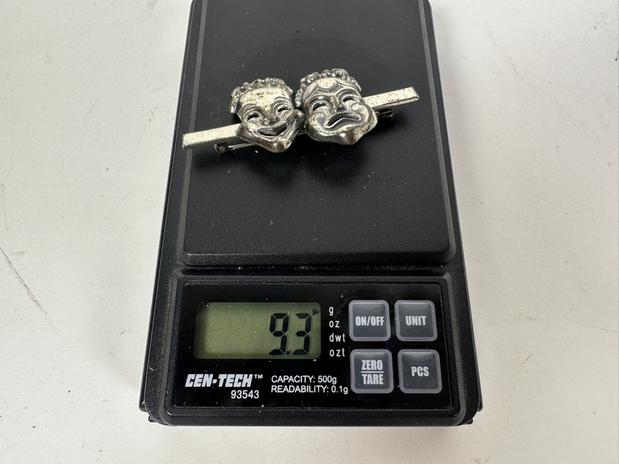 Vintage Sterling Silver Theater Masks Brooch Pin By Danecraft 9.3g [Photo 5]