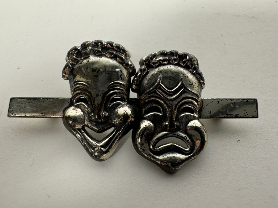 Vintage Sterling Silver Theater Masks Brooch Pin By Danecraft 9.3g [Photo 2]