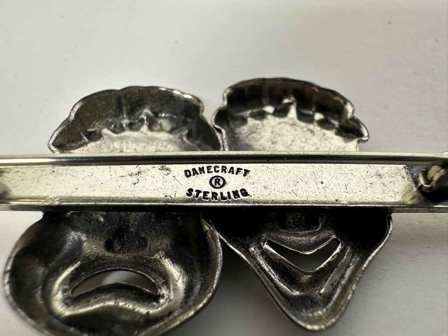 Vintage Sterling Silver Theater Masks Brooch Pin By Danecraft 9.3g [Photo 4]