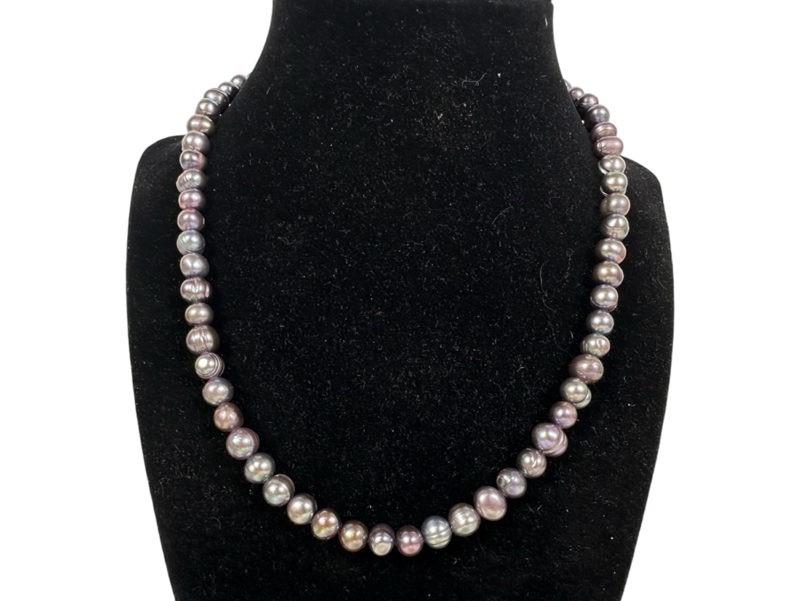 Vintage 17' Tahitian Pearl Necklace With Sterling Silver Clasp