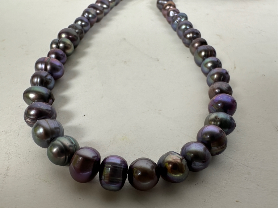 Vintage 17' Tahitian Pearl Necklace With Sterling Silver Clasp [Photo 2]