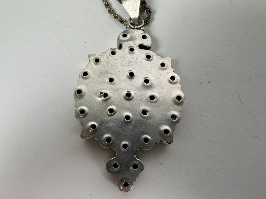 Sterling Silver Amethyst Pendant With 18' Sterling Silver Italian Chain Necklace 31.3g [Photo 7]