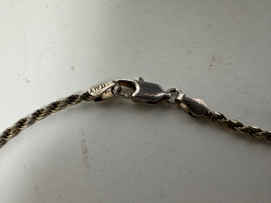 Sterling Silver Amethyst Pendant With 18' Sterling Silver Italian Chain Necklace 31.3g [Photo 9]