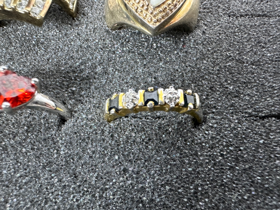 Nine Sterling Silver Rings Of Various Styles And Sizes 57.6g [Photo 8]