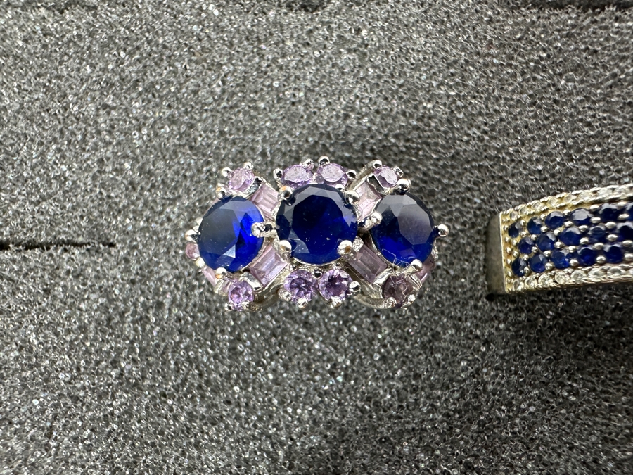 Nine Sterling Silver Rings Of Various Styles And Sizes 57.6g [Photo 6]