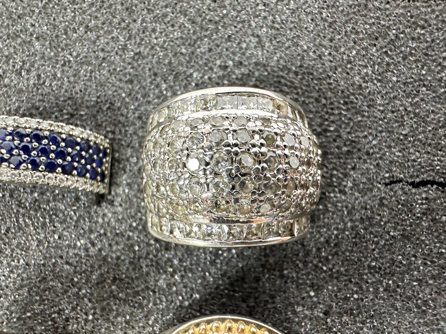 Nine Sterling Silver Rings Of Various Styles And Sizes 57.6g [Photo 4]