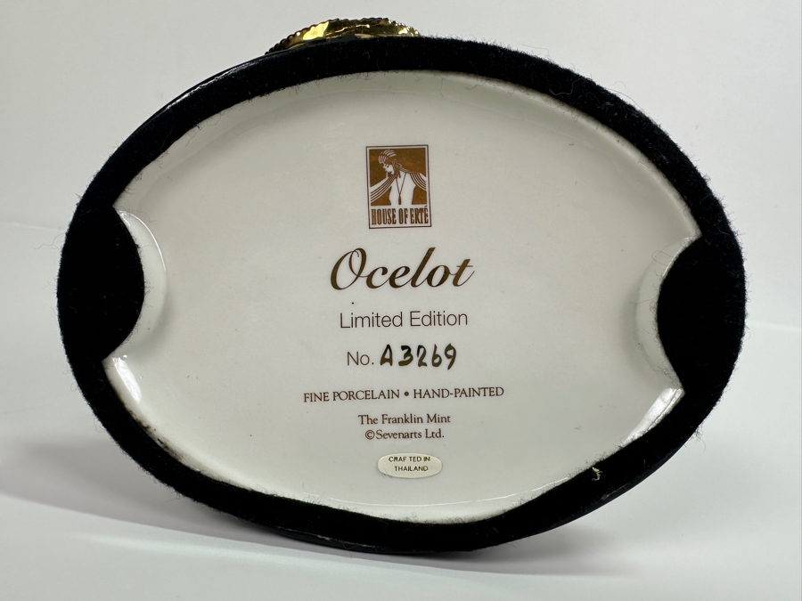 Vintage House Of Erte Ocelot Limited Edition Hand Painted Fine Porcelain Erte Figurine Sevenarts Ltd. The Franklin Mint 9H [Photo 13]