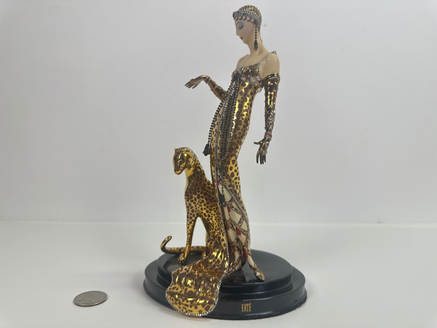 Vintage House Of Erte Ocelot Limited Edition Hand Painted Fine Porcelain Erte Figurine Sevenarts Ltd. The Franklin Mint 9H [Photo 10]