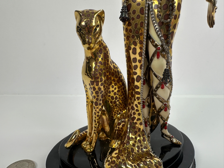 Vintage House Of Erte Ocelot Limited Edition Hand Painted Fine Porcelain Erte Figurine Sevenarts Ltd. The Franklin Mint 9H [Photo 7]