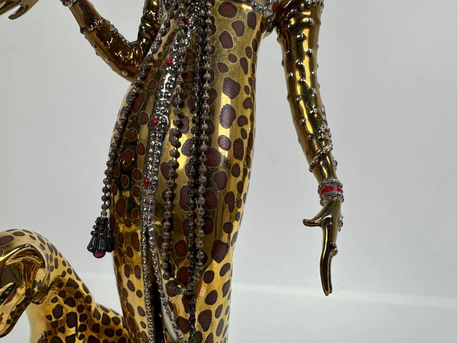 Vintage House Of Erte Ocelot Limited Edition Hand Painted Fine Porcelain Erte Figurine Sevenarts Ltd. The Franklin Mint 9H [Photo 6]