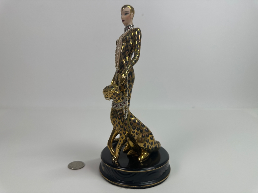 Vintage House Of Erte Leopard Limited Edition Hand Painted Fine Porcelain Erte Figurine Sevenarts Ltd. The Franklin Mint 9H [Photo 10]