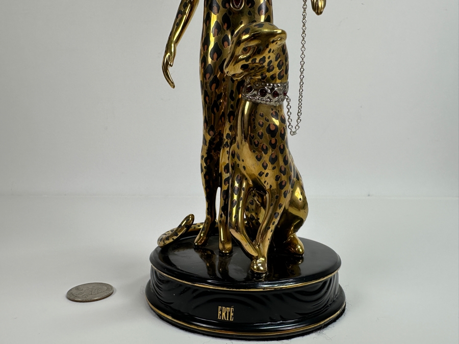 Vintage House Of Erte Leopard Limited Edition Hand Painted Fine Porcelain Erte Figurine Sevenarts Ltd. The Franklin Mint 9H [Photo 3]