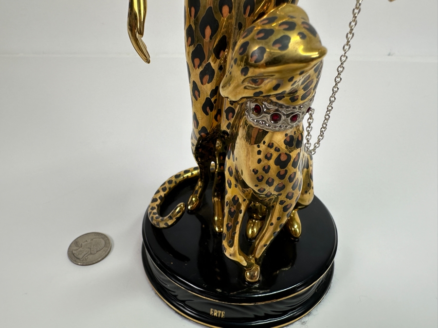 Vintage House Of Erte Leopard Limited Edition Hand Painted Fine Porcelain Erte Figurine Sevenarts Ltd. The Franklin Mint 9H [Photo 6]