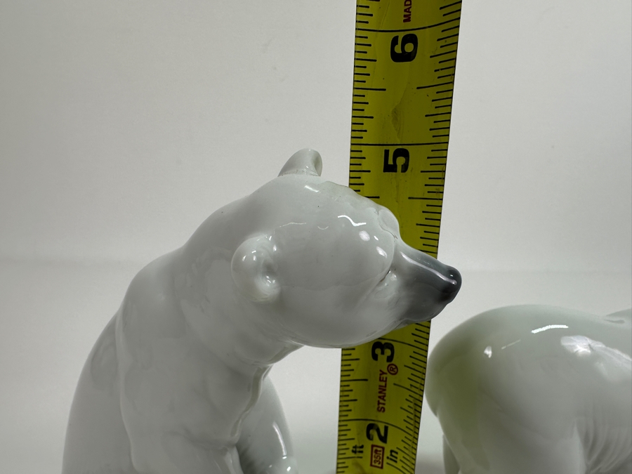 (3) Vintage Lladro Polar Bear Figurines: Sitting, Resting & Attentive [Photo 11]