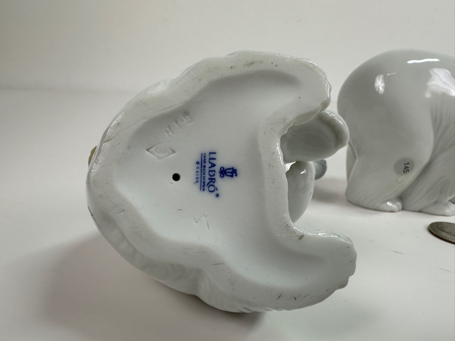 (3) Vintage Lladro Polar Bear Figurines: Sitting, Resting & Attentive [Photo 10]
