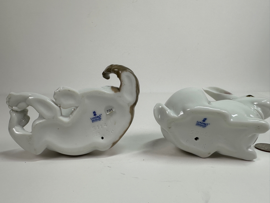 Vintage Lladro Cat & Rabbit Porcelain Figurines 4'H [Photo 8]
