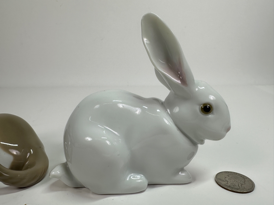 Vintage Lladro Cat & Rabbit Porcelain Figurines 4'H [Photo 4]