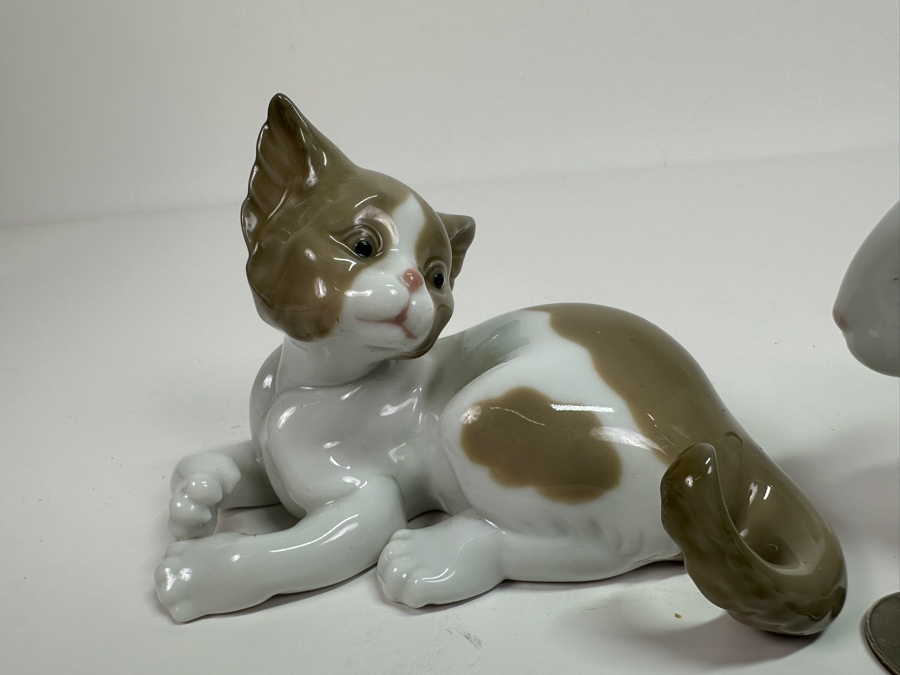 Vintage Lladro Cat & Rabbit Porcelain Figurines 4'H [Photo 3]
