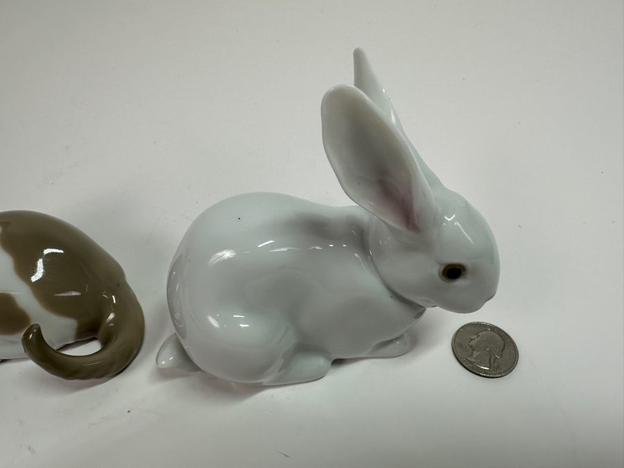Vintage Lladro Cat & Rabbit Porcelain Figurines 4'H [Photo 5]