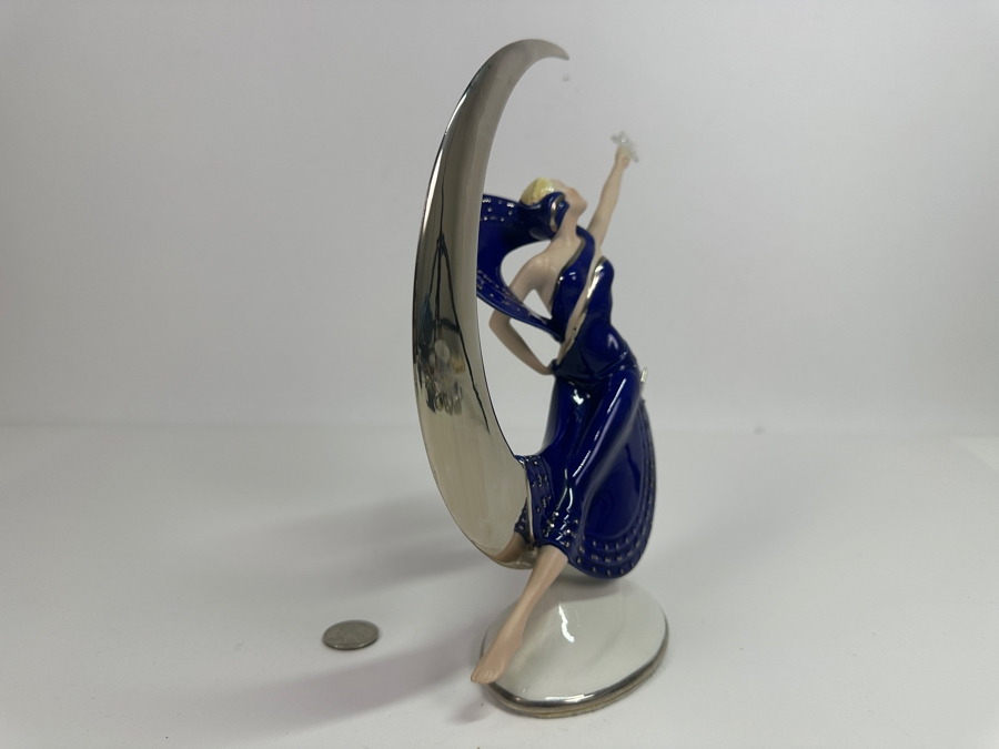 Franklin Mint Moonlight In Platinum By Victoria Oldham Fine Porcelain Figurine 10H Retails $200 [Photo 4]