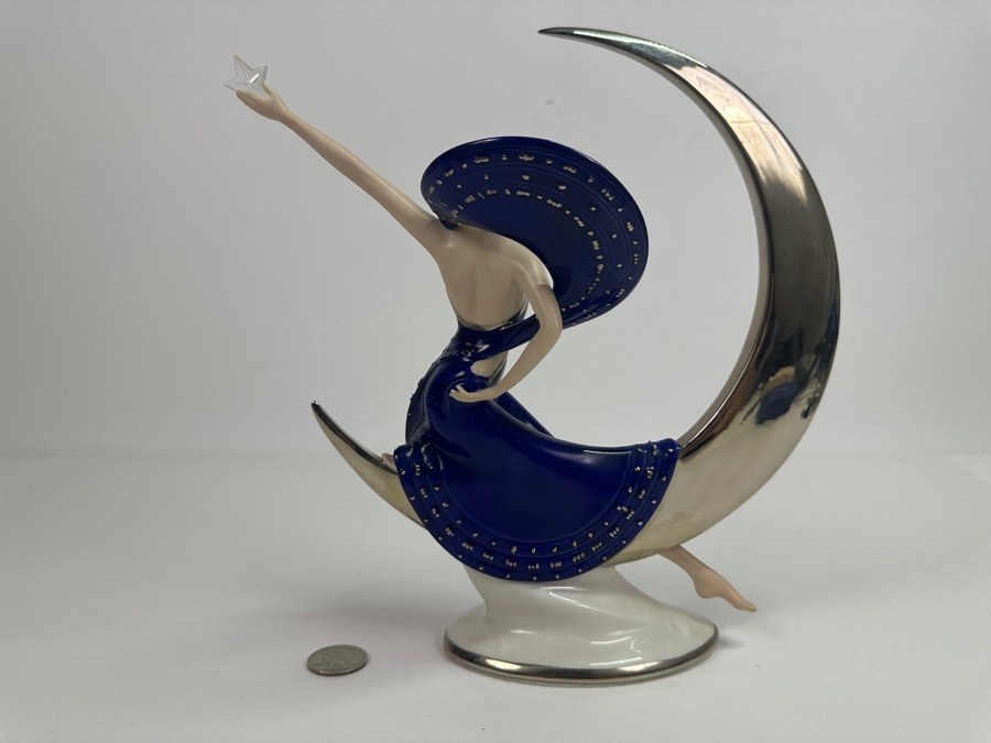Franklin Mint Moonlight In Platinum By Victoria Oldham Fine Porcelain Figurine 10H Retails $200 [Photo 5]