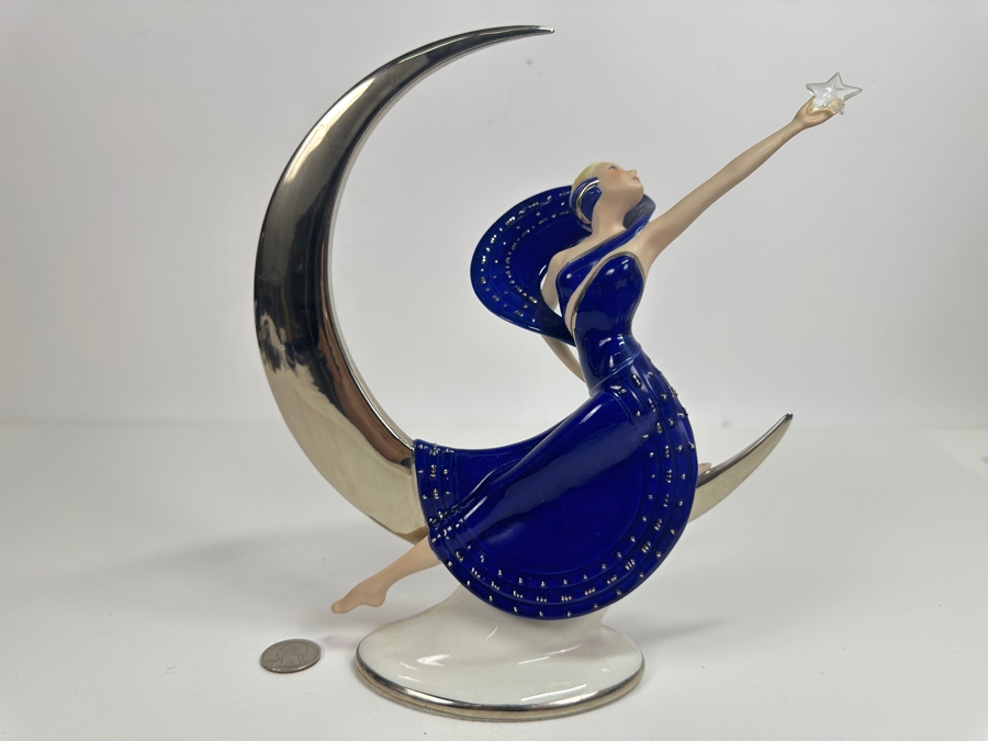 Franklin Mint Moonlight In Platinum By Victoria Oldham Fine Porcelain Figurine 10H Retails $200 [Photo 2]