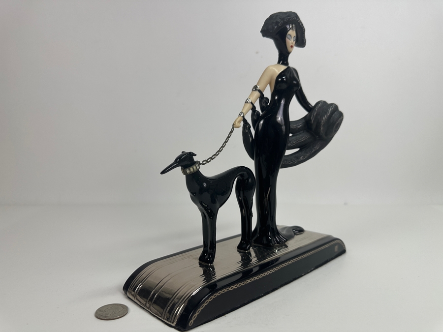 House Of Erte Symphony In Black Limited Edition Hand Painted Fine Porcelain Erte Figurine 9.5W X 3.5D X 10.5H Retails $300 [Photo 6]