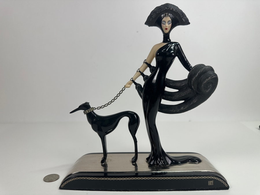 House Of Erte Symphony In Black Limited Edition Hand Painted Fine Porcelain Erte Figurine 9.5W X 3.5D X 10.5H Retails $300 [Photo 2]