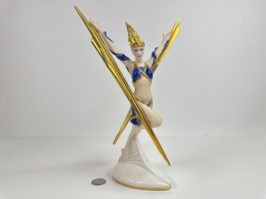 Franklin Mint Lightning In Gold Fine Porcelain Figurine 11.5H Retails $150 [Photo 2]