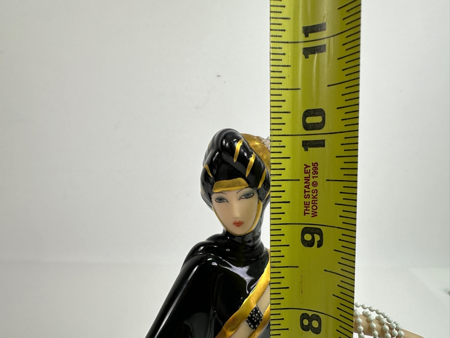 House Of Erte Pearls And Emeralds Limited Edition Hand Painted Fine Porcelain Erte Figurine Franklin Mint 10H Retails $300 [Photo 12]