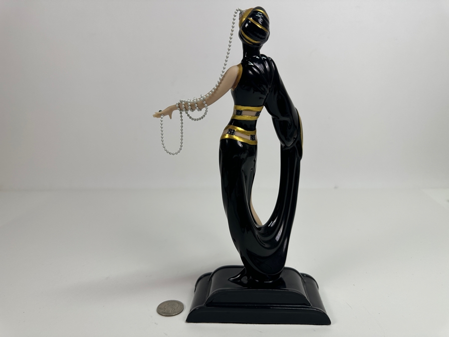 House Of Erte Pearls And Emeralds Limited Edition Hand Painted Fine Porcelain Erte Figurine Franklin Mint 10H Retails $300 [Photo 9]