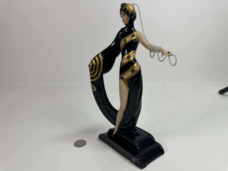 House Of Erte Pearls And Emeralds Limited Edition Hand Painted Fine Porcelain Erte Figurine Franklin Mint 10H Retails $300 [Photo 8]
