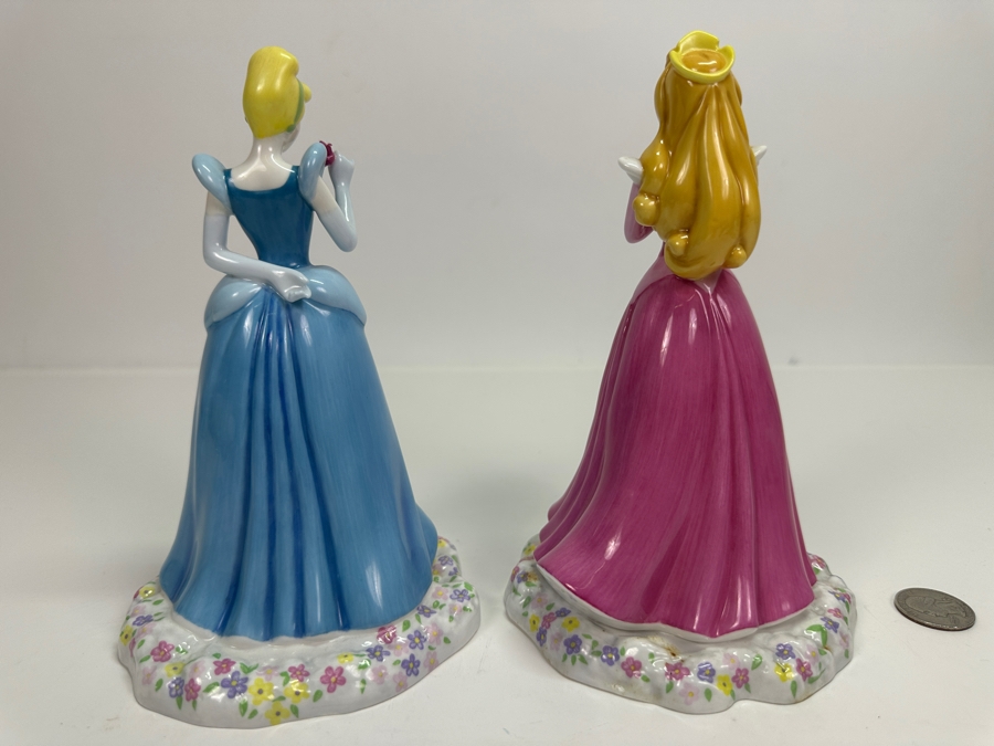 Rare Vintage Walt Disney Showcase Collection By Royal Doulton Disney Princesses Cinderella DP 1 And Sleeping Beauty DP 2 Porcelain Figurines 7.5H [Photo 4]