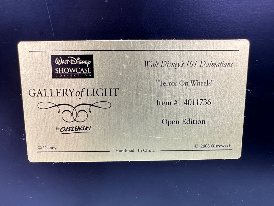 Vintage Hand Signed Robert W. Olszewski Gallery Of Light Walt Disney's 101 Dalmatians 'Terror On Wheels' #4011736 Miniature Shadowbox Scene Lights Up 6W X 4D X 5H [Photo 9]